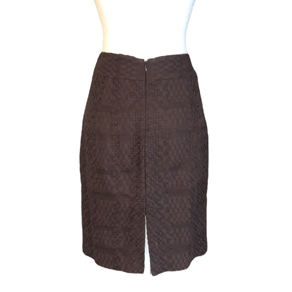 Milly of New York Brown Woven Textured Gold Button Detail Pencil Skirt - 8 - Picture 7 of 13